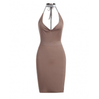 Plunging Halter Cut Out Mini Dress - Light Pink